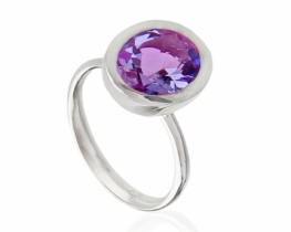 Silver Amethyst Ring 9 x 11 mm AAA