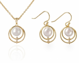 Silver Set with Pearls - Necklace & Earrings ORION