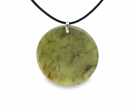 Jade Pendant Disc  40 - 55 mm on leather ribbon