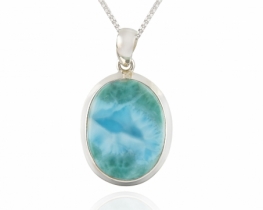 Silver Pendant Larimar Aqua 