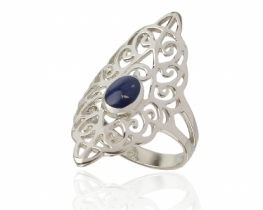 Silver Ring Lapis Lazuli Art Deco