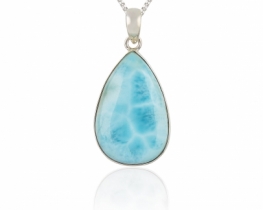 Srebrn obesek Larimar solza