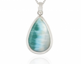 Silver Pendant Larimar Rainbow