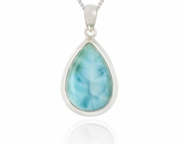 Silver Pendant Larimar Teardrop