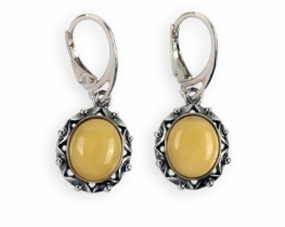 Vintage Silver Earrings Honey Amber