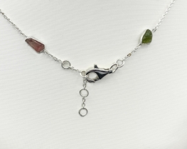 Necklace Tourmaline Watermelon 50 cm - Silver & Gold Vermeil