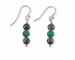 Earrings Emerald and Blue Sapphire 6 mm