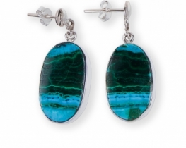 Silver Earrings Chrysocolla Aquarelle