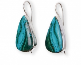 Silver Earrings Chrysocolla Malachite Lagune