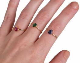 Srebrni prstani ABELIA - Rubin, Smaragd in Kianit 