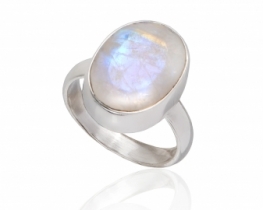 Silver Ring Aurora Moonlight - Rainbow moonstone