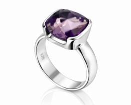 Srebrn prstan Ametist VENERA 9 in 10 mm
