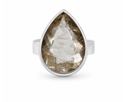 Srebrn prstan Zlati rutil kvarc 16 × 22 mm