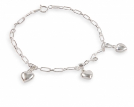 Srebrna zapestnica Tri Srca