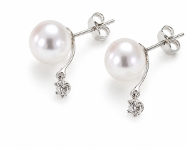 Golden Pearl Earrings with Diamonds Élise