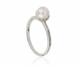 Silver Ring Akoya Pearl Snow Princess