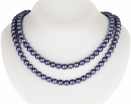 Ogrlica Morski Biseri Akoya – Blue Velvet 85 cm