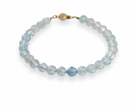 Gold Aquamarine Bracelet 6 mm