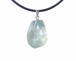 Srebrn obesek Akvamarin Luminis na usnjenem traku