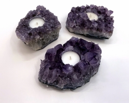 Amethyst Candle holder - natural crystals