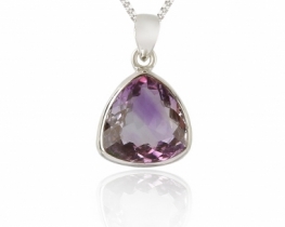 Silver Pendant Amethyst Trillion