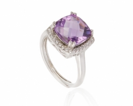 Silver Ring Amethyst Love Beam Metropolis