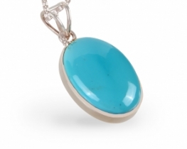 Silver Pendant Turquoise Blue Bird 24 x 32 mm