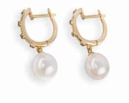 Pearl Earrings LYRA with White Sapphires