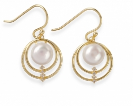 Pearl Earrings Orion with White Sapphires