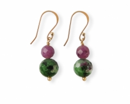 Silver earrings Ruby Zoisite