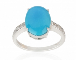 Silver Ring Arizona Turquoise with Topaz