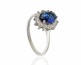 Srebrn prstan Fantazija modri safir