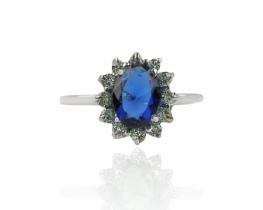 Srebrn prstan Fantazija modri safir