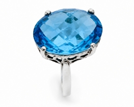 Srebrn prstan Azure Crown Modri topaz 12x16 mm