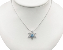 Blue topaz Pendant Silver Snowflake