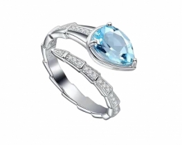 Blue Topaz Silver Ring Serpenti