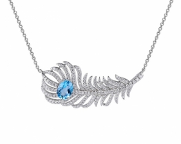 Blue topaz Silver Necklace with zirconium