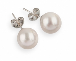 Gold Akoya Pearls Earrings SNOW WHITE 8,5 mm AA