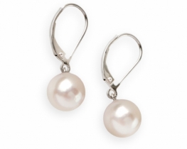 White Gold Earrings Akoya Pearls 9 mm