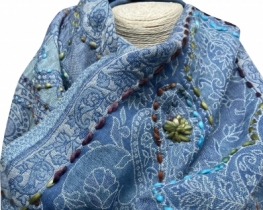 Knitted Wool Scarf Jamawar - Light Blue 