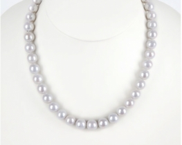 Pearl Necklace Silver White MIRAMAR 11mm