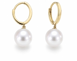 Gold Huggies Earrings Noelle with dangling pearl