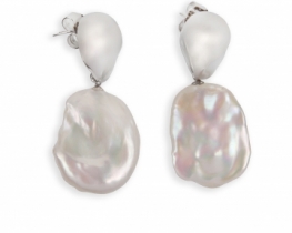Silver Pearl Earrings Biwa Oceanis