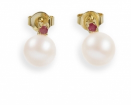 Pearl Earrings with Ruby EOS