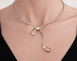 Srebrna ogrlica z biserom MIMOZA