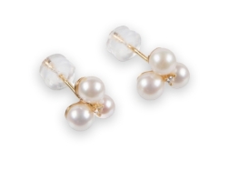 Pozlačeni Biserni uhani LUMINA Trio