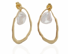 Keishi Pearl Earrings NICOLLE Gold