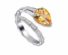 Citrine Silver Ring Serpenti