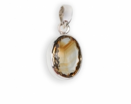 Srebrn obesek Citrin Helios 17 x 13 mm