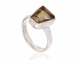Srebrn prstan Citrin Mirage